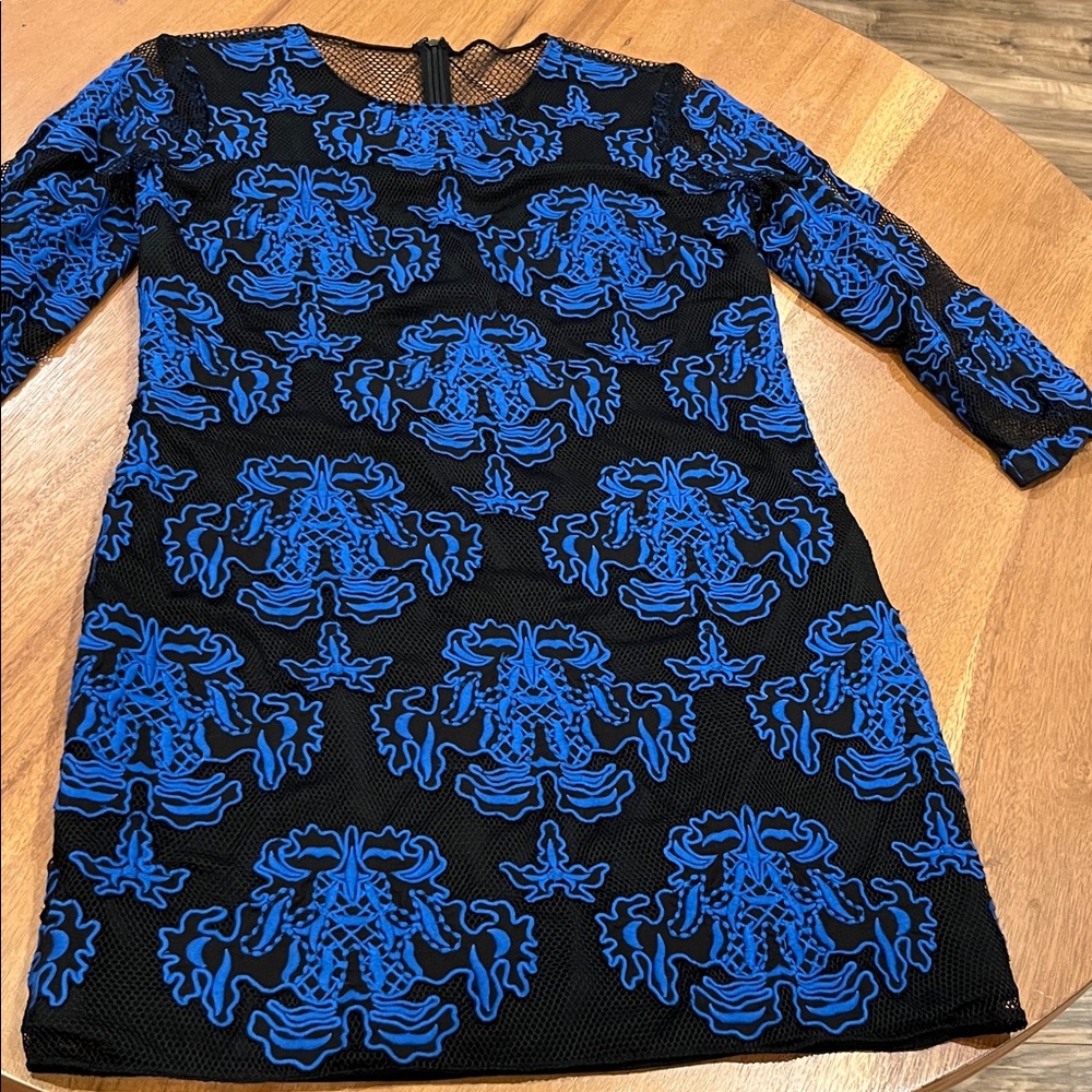 Sachin + Babi Black and Blue Long Sleeve Dress Gorgeous
